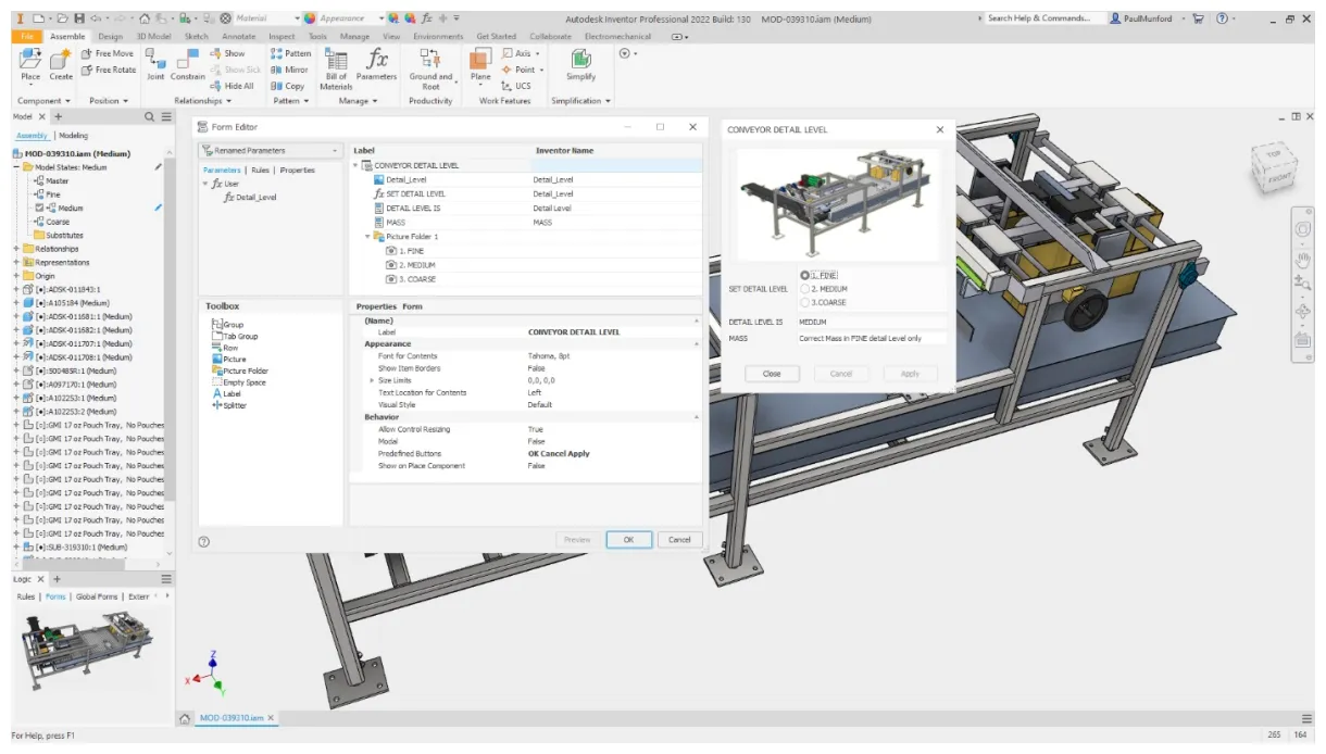 I parametri di autodesk inventor prosoft intesys