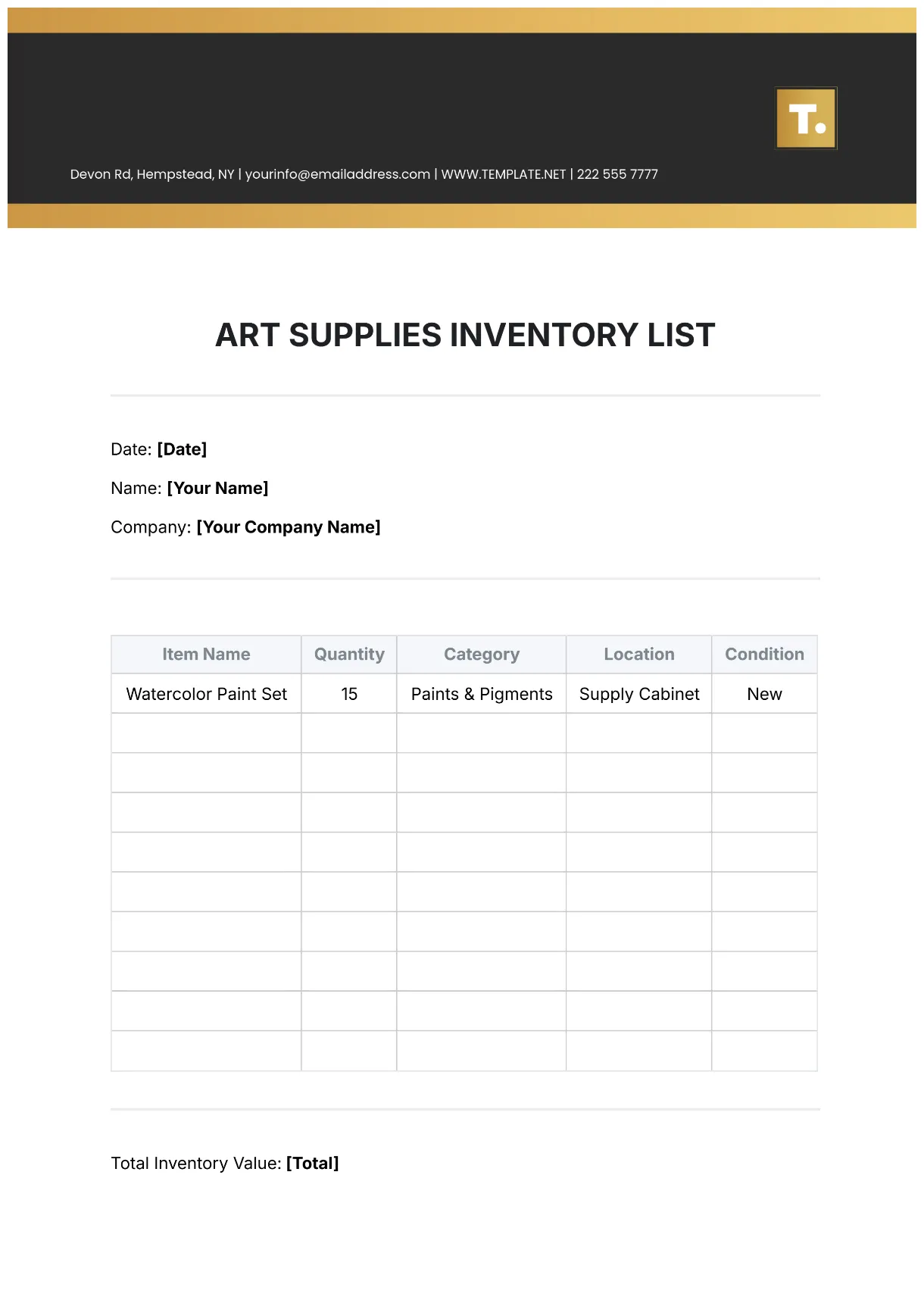 Freezer template to edit online