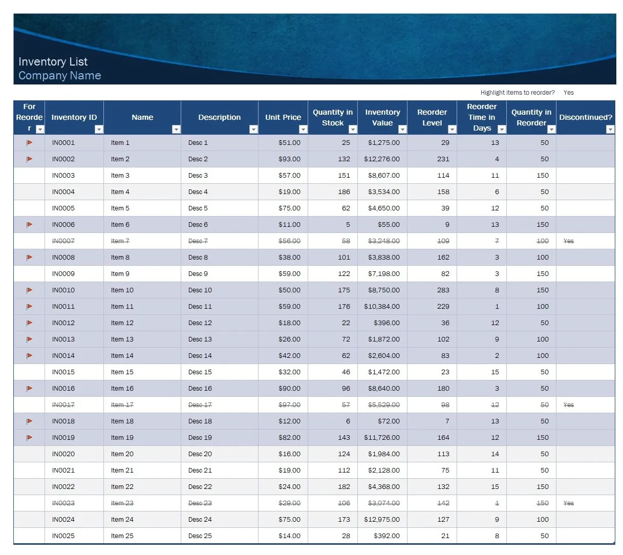 With highlighting template in excel download.xlsx