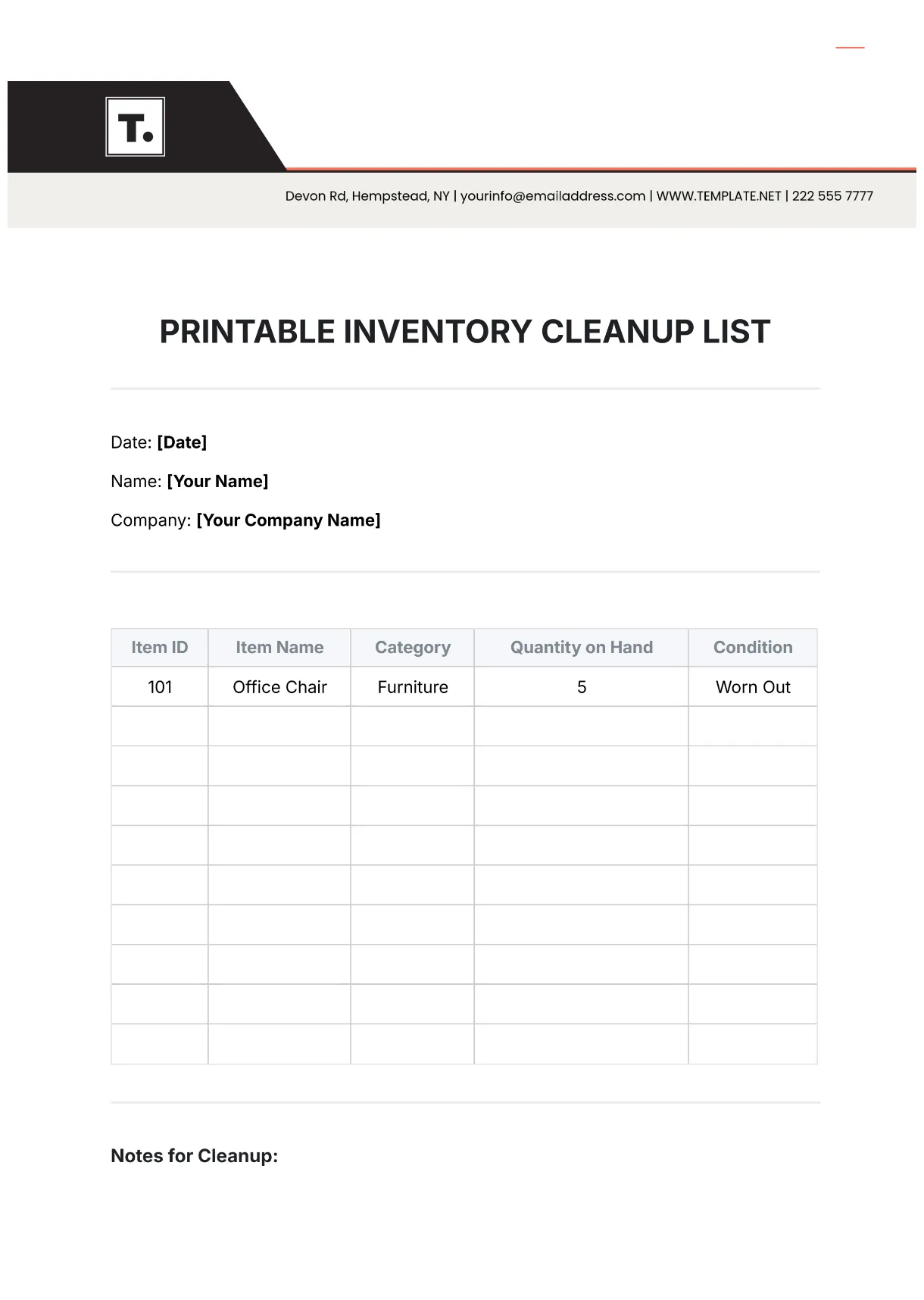 Free tool template to edit online