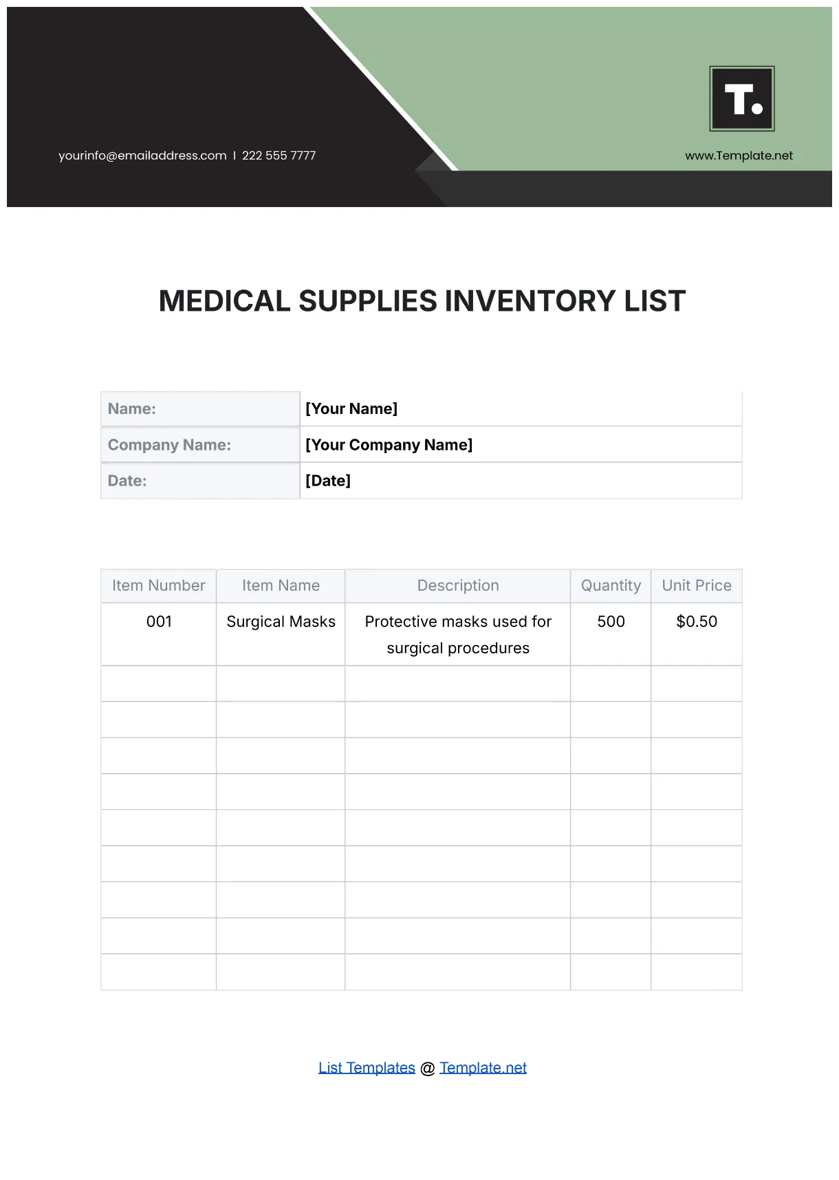 Freezer template to edit online