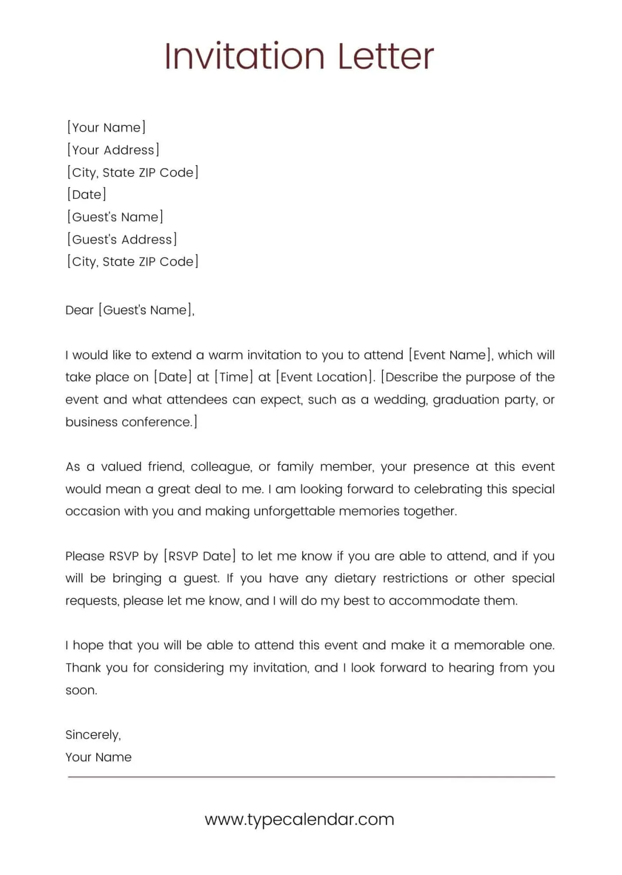 Free 12 sample formal invitation letter templates in ms, 58% off