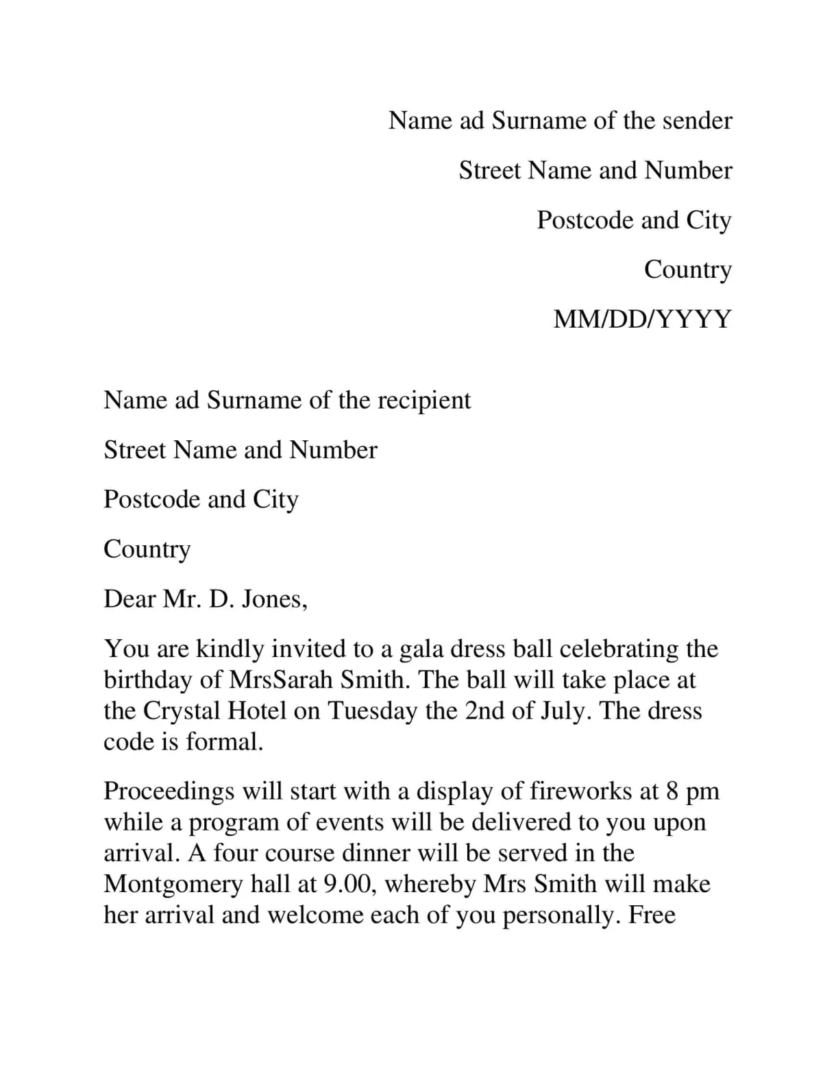 Free printable invitation letter templates [pdf, word]