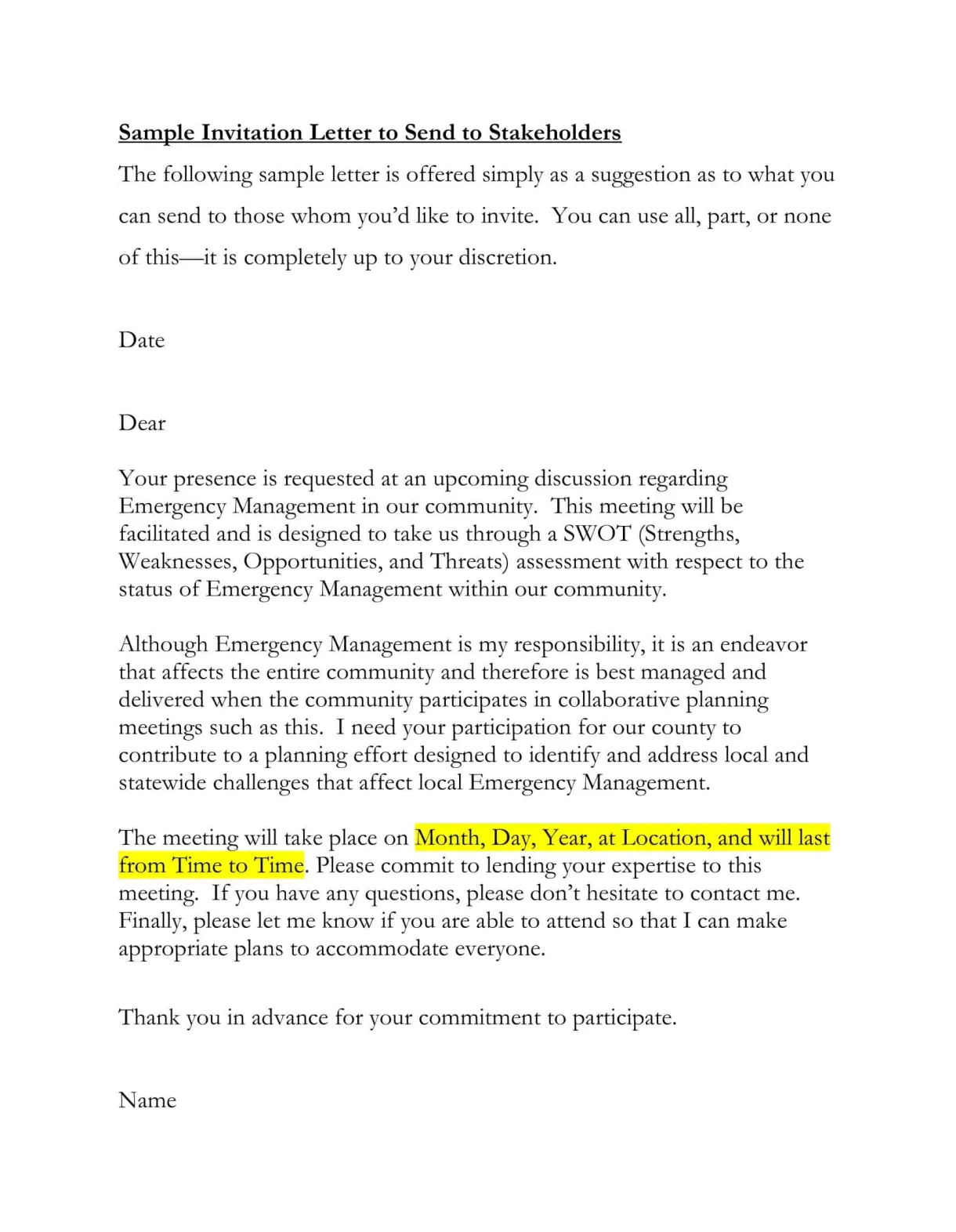 Free printable invitation letter templates [pdf, word]