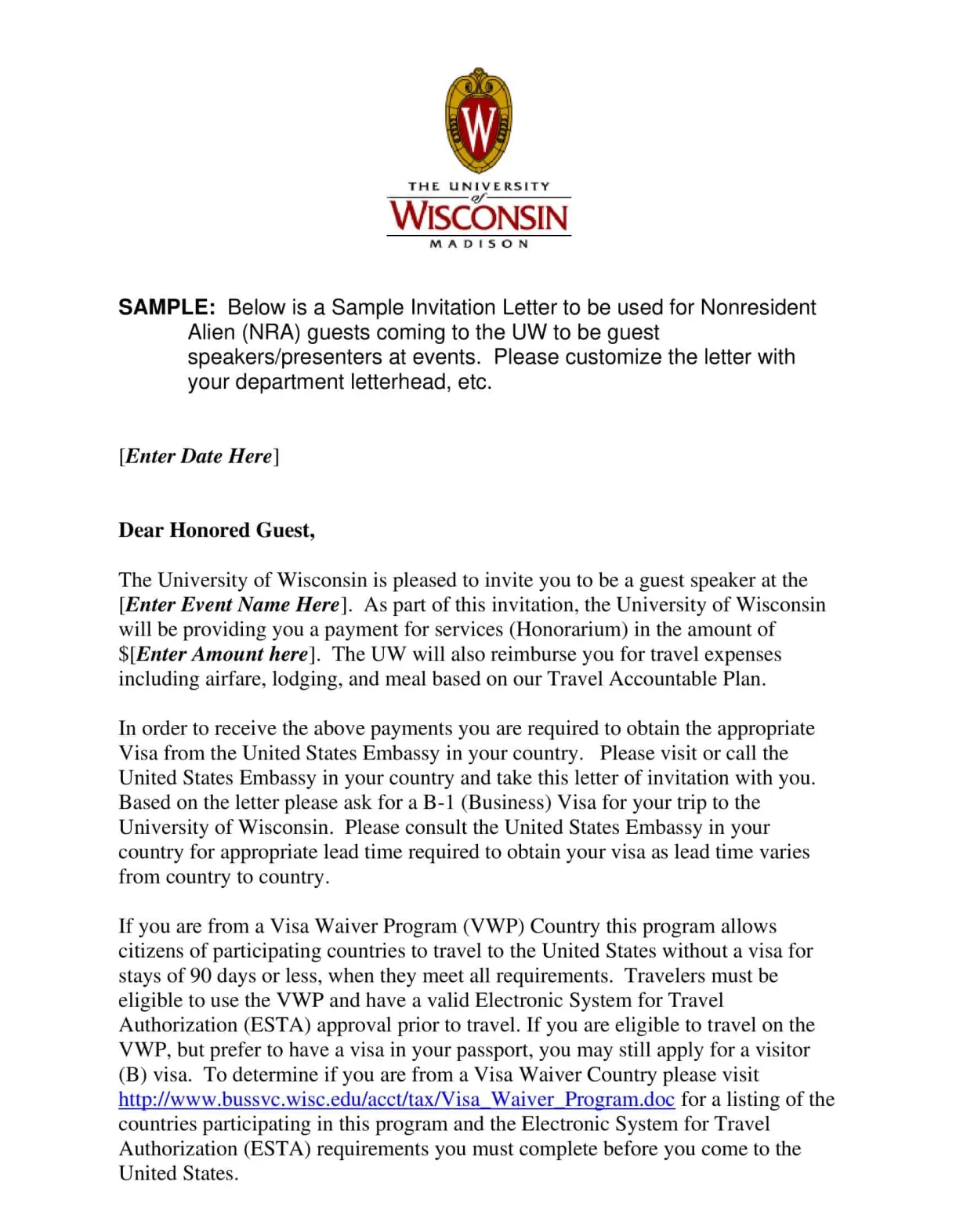 Free printable invitation letter templates [pdf, word]