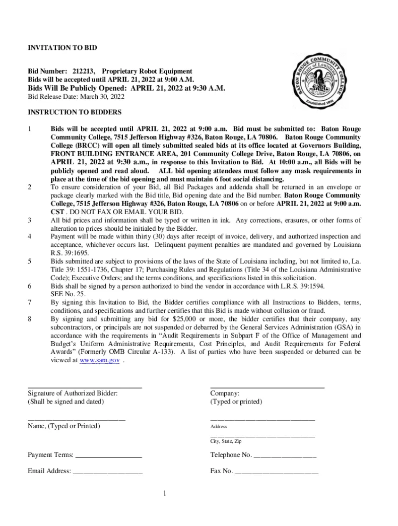 Fillable online s and requests for proposalsinvitation