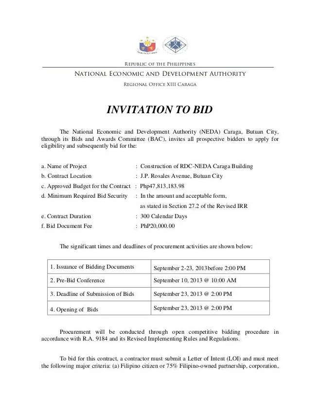 Invitation to bid