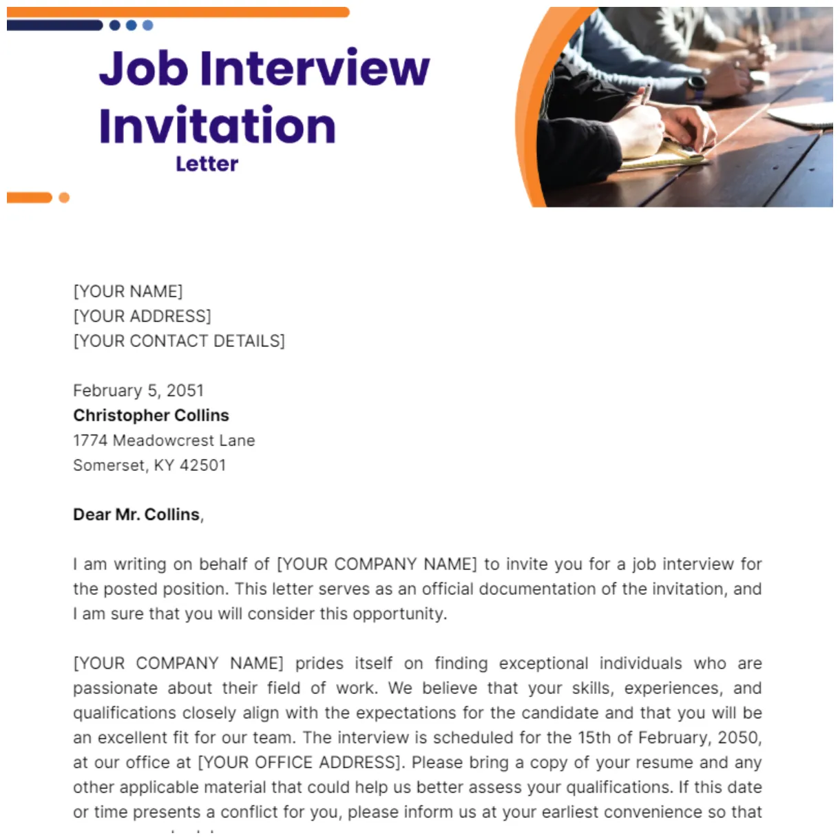 Job interview invitation letter template edit online & download