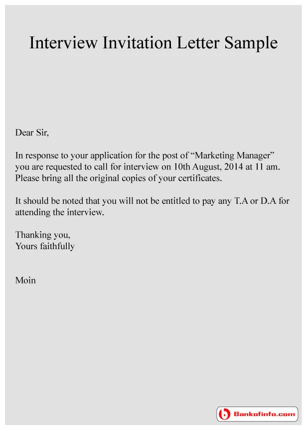 Interview invitation fotolip