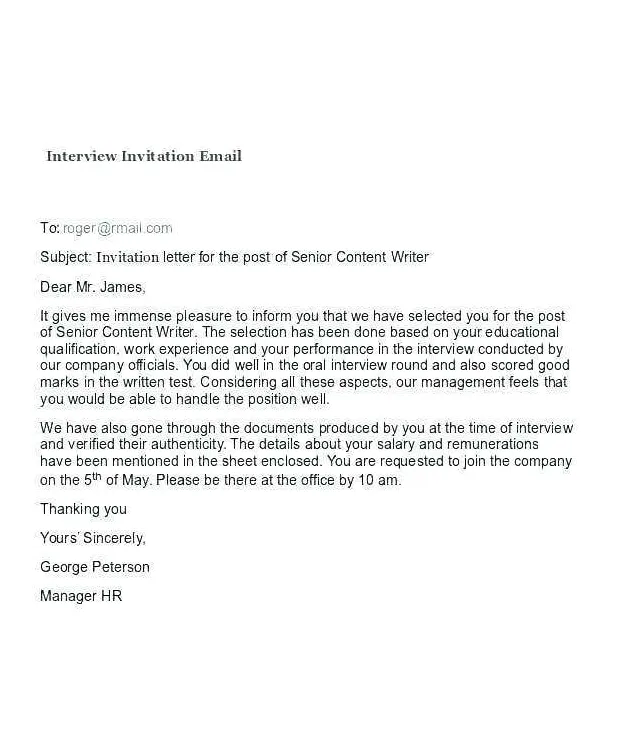 18 free printable formal interview invitation template now for formal