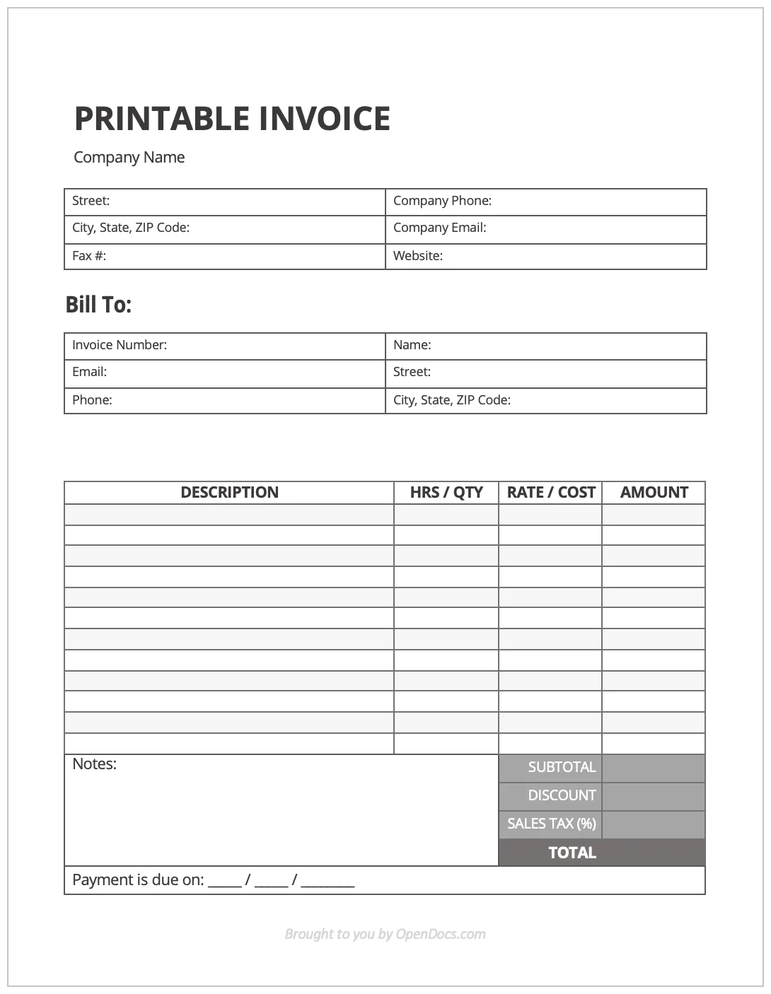 Word, printable invoice, templates printable free