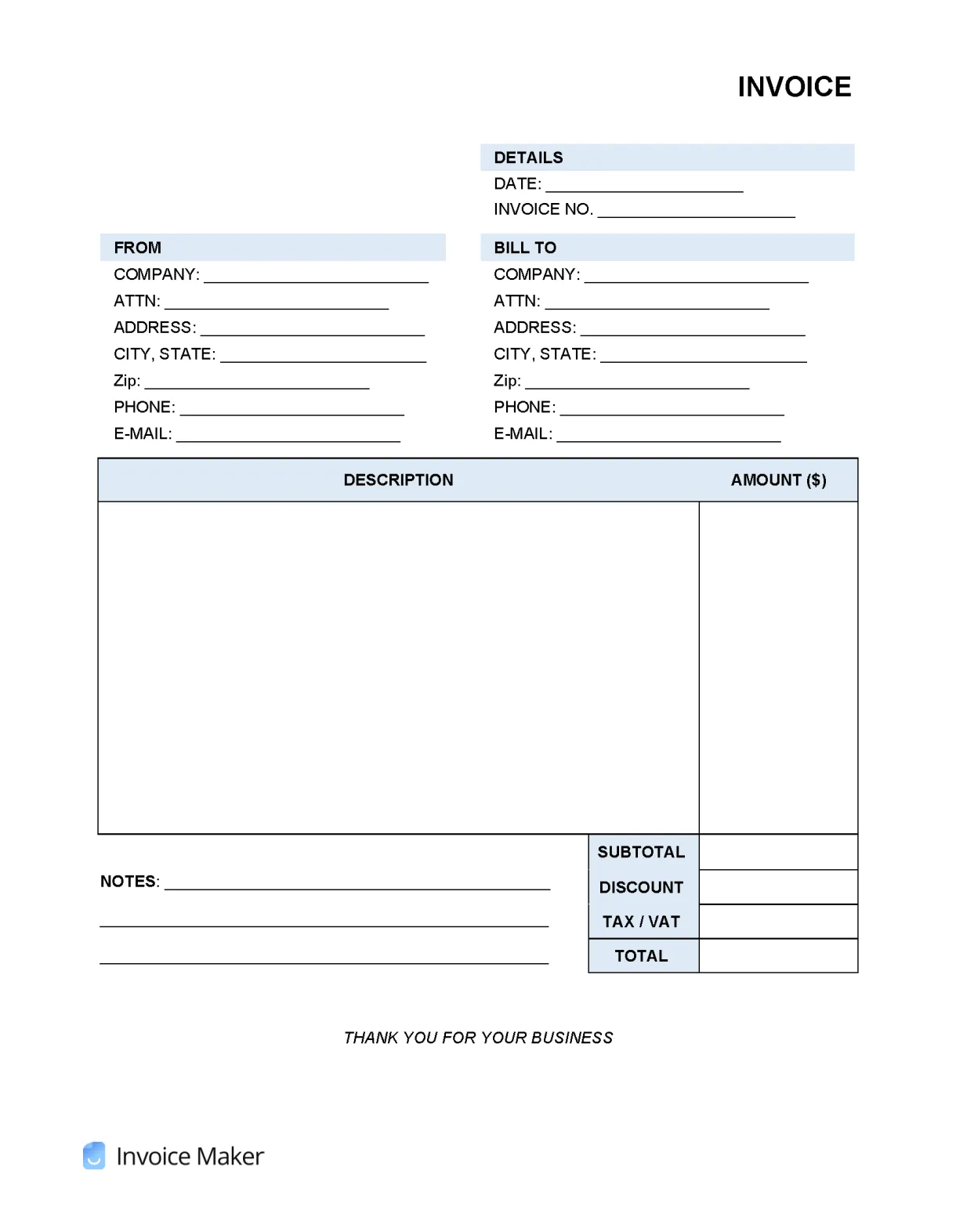 Templates invoice maker