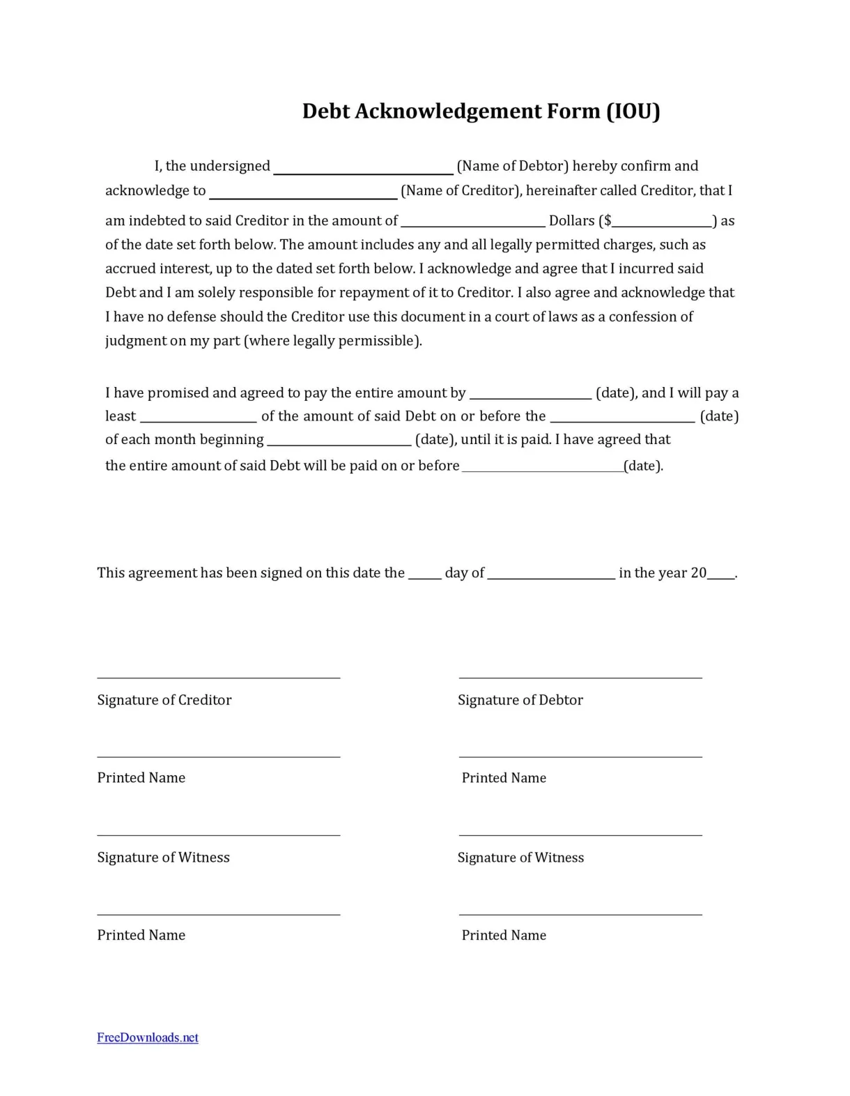 Iou Form Template