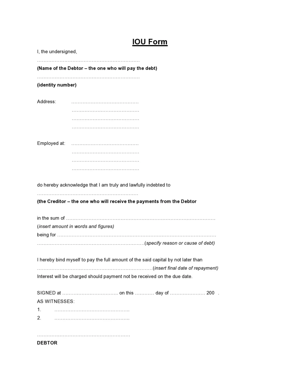 28 Free IOU Templates & Forms [I Owe You] - TemplateArchive