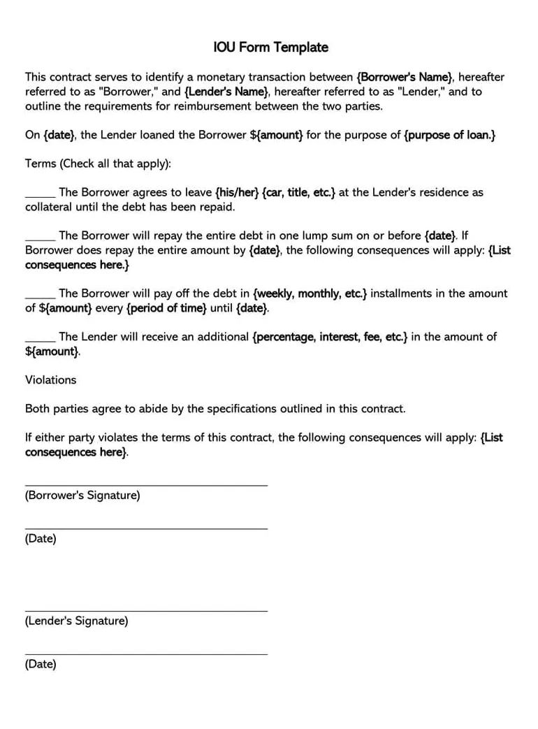 35+ Free IOU (I Owe You) & Debt Acknowledgment Forms