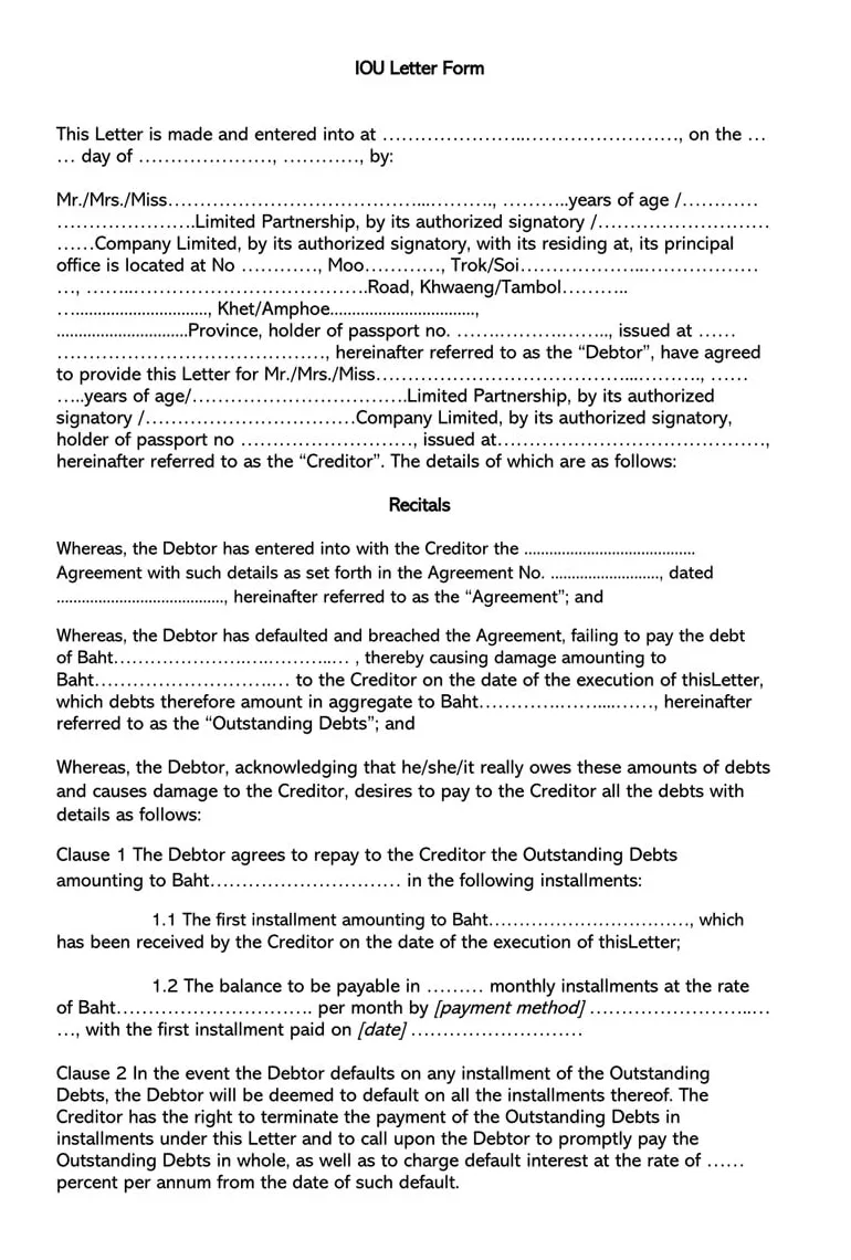 35+ Free IOU (I Owe You) & Debt Acknowledgment Forms