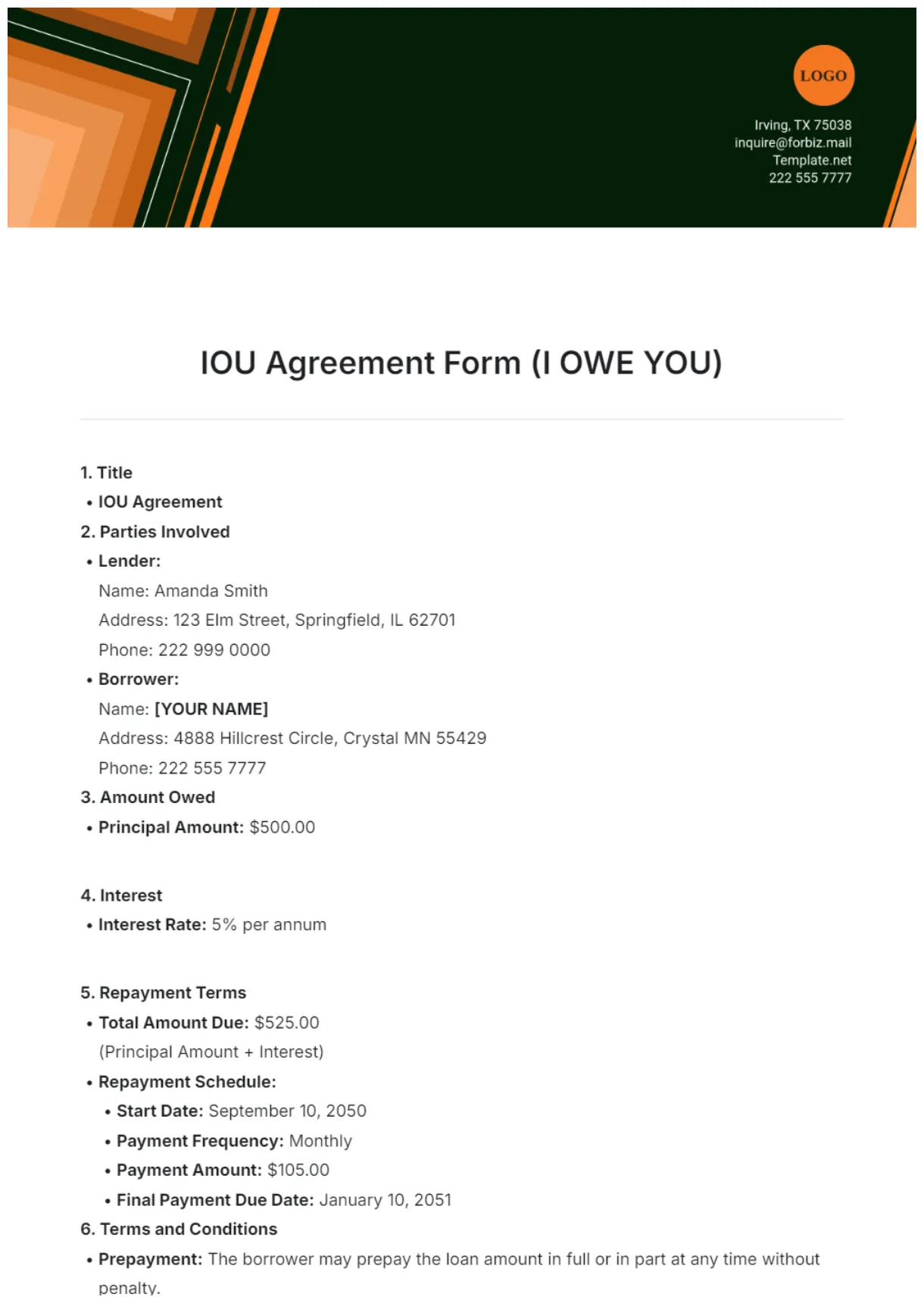 Free IOU Templates to Edit Online & Print