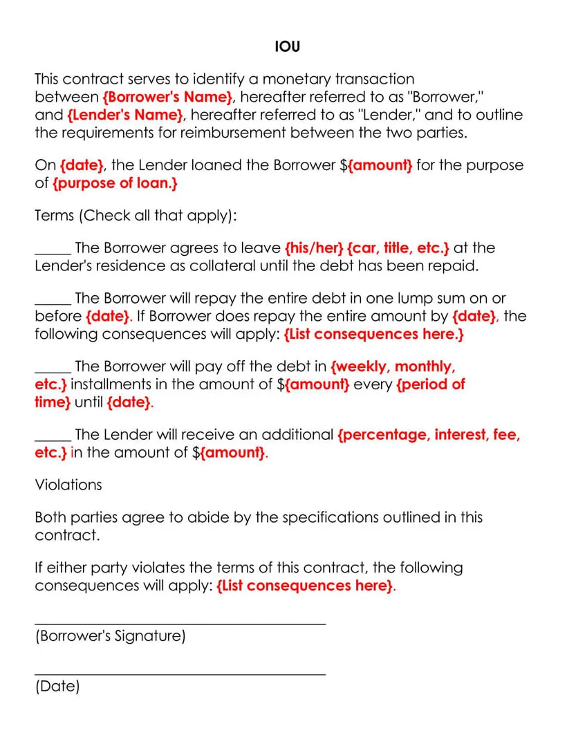 Free IOU Form Templates [How to Fill]
