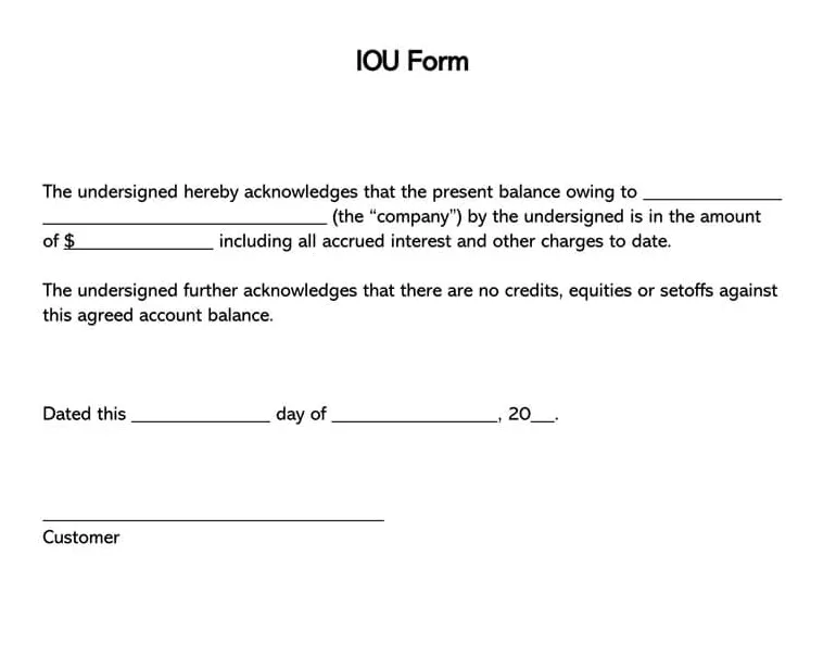 35+ Free IOU (I Owe You) & Debt Acknowledgment Forms