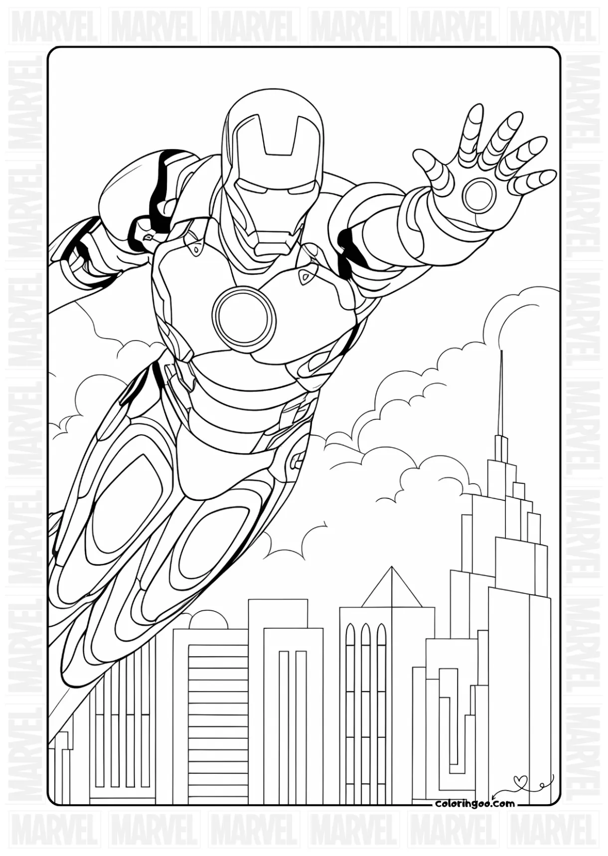 Free iron man pdf coloring page
