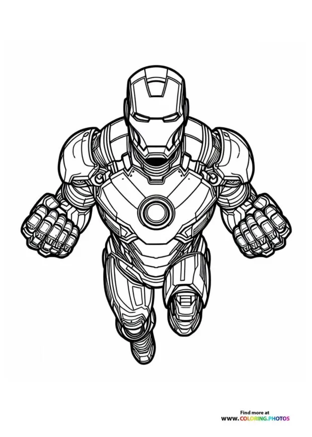 Iron man flying coloring pages for kids