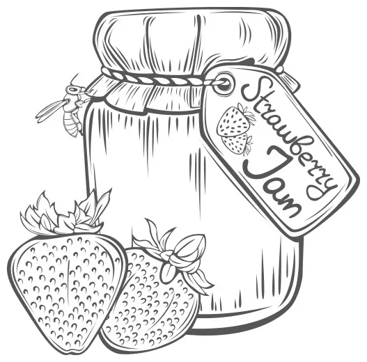 Jam in jar cartoon coloring page vector