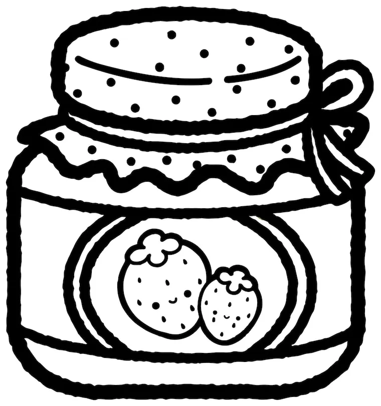 Premium vector jar of strawberry jam in black and white coloring