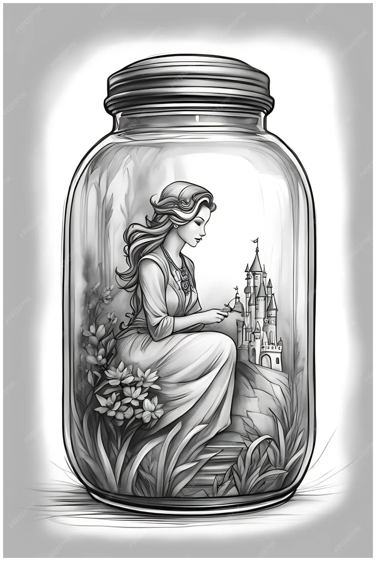 Premium Photo | Jam jar coloring page Printable qualityBlack and White