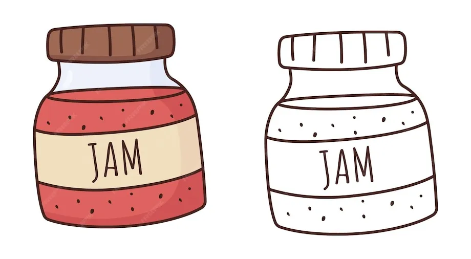 Premium vector strawberry jam package coloring page outline jam jar