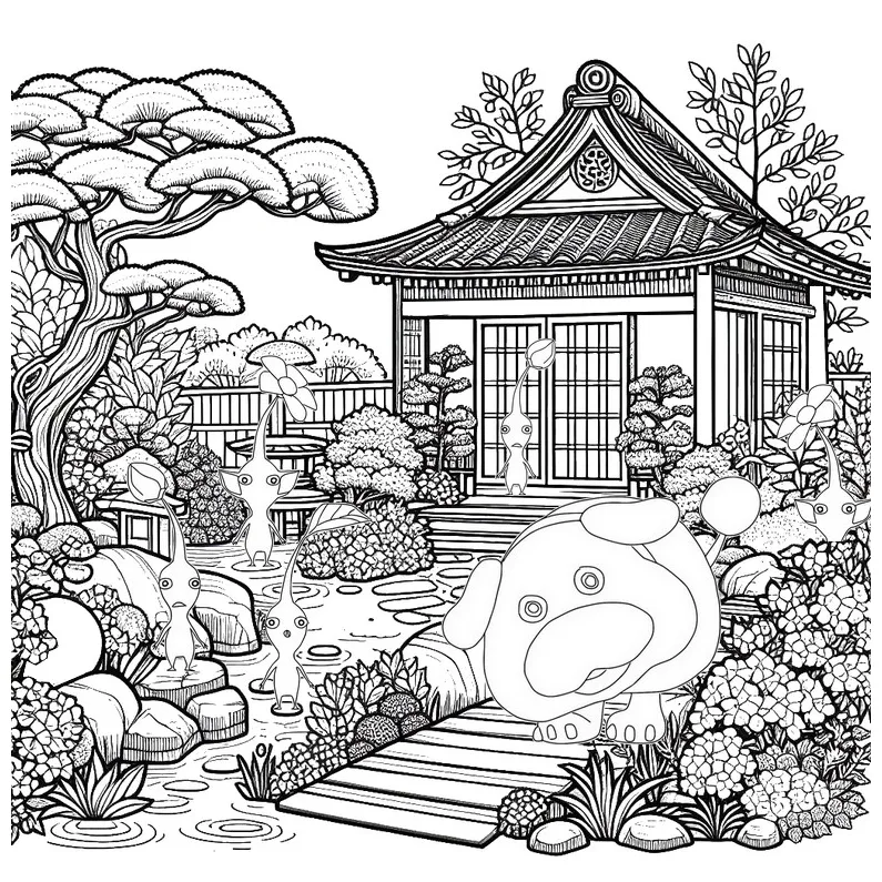 Coloring page Pikmin 4 : Japanese garden 13