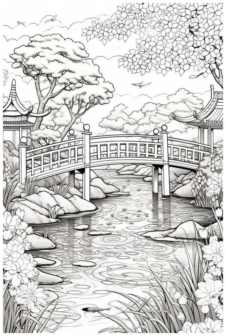 Japanese Garden Coloring Page