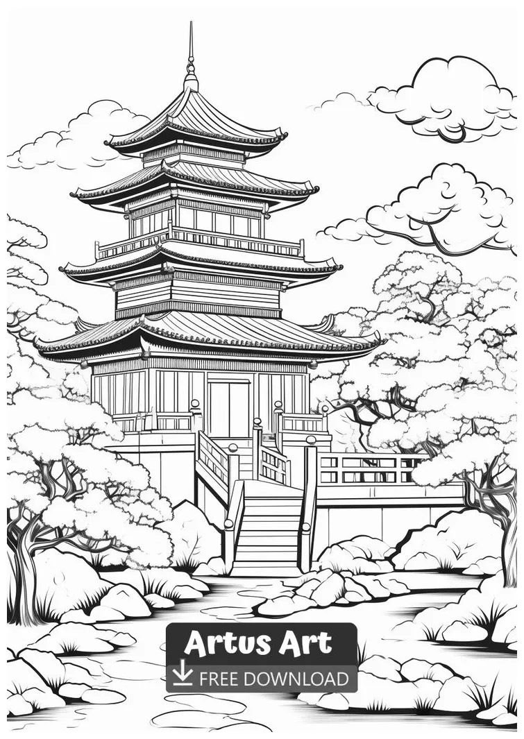 Japanese Garden Coloring Page