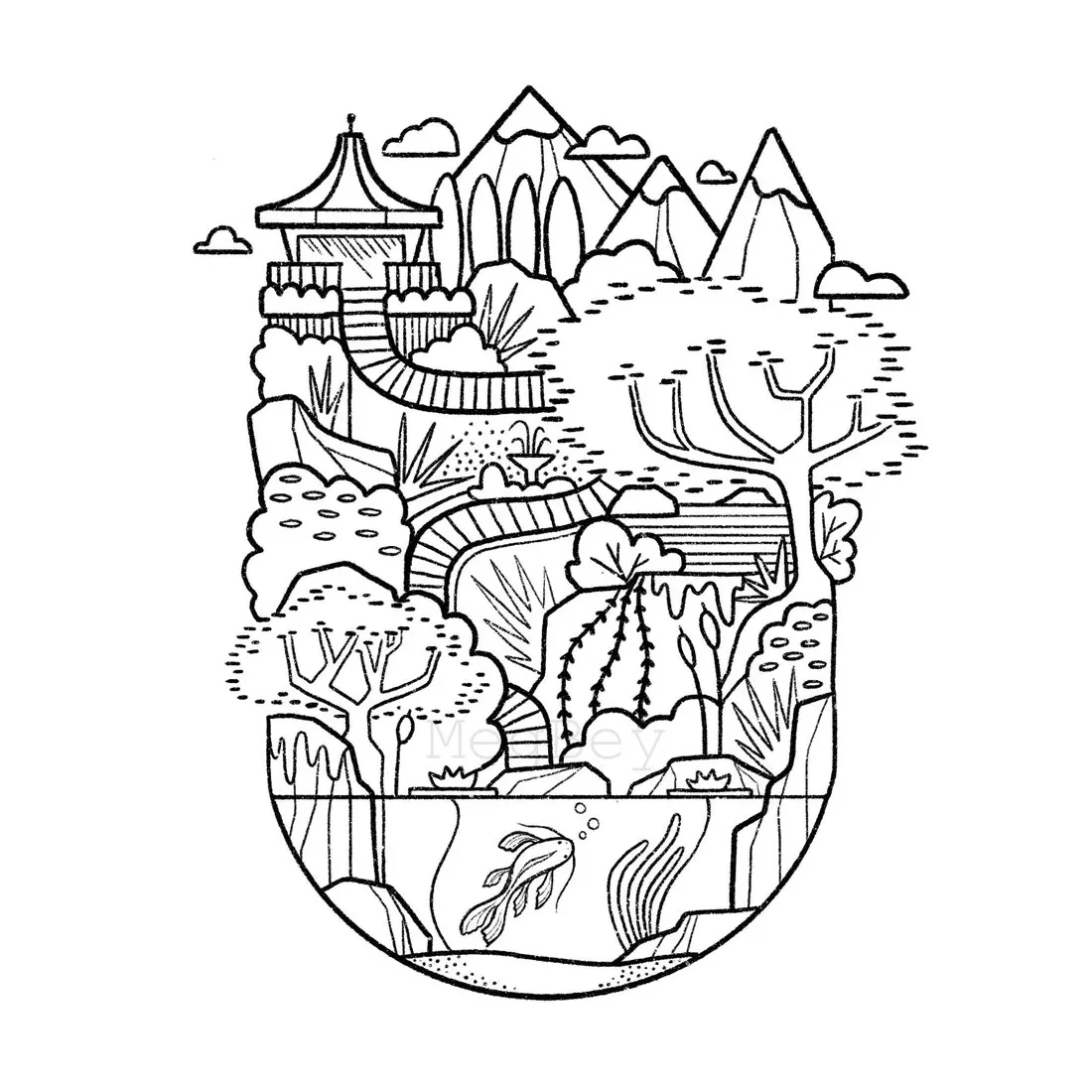 Japanese Garden Coloring Page | Digital Download - Etsy