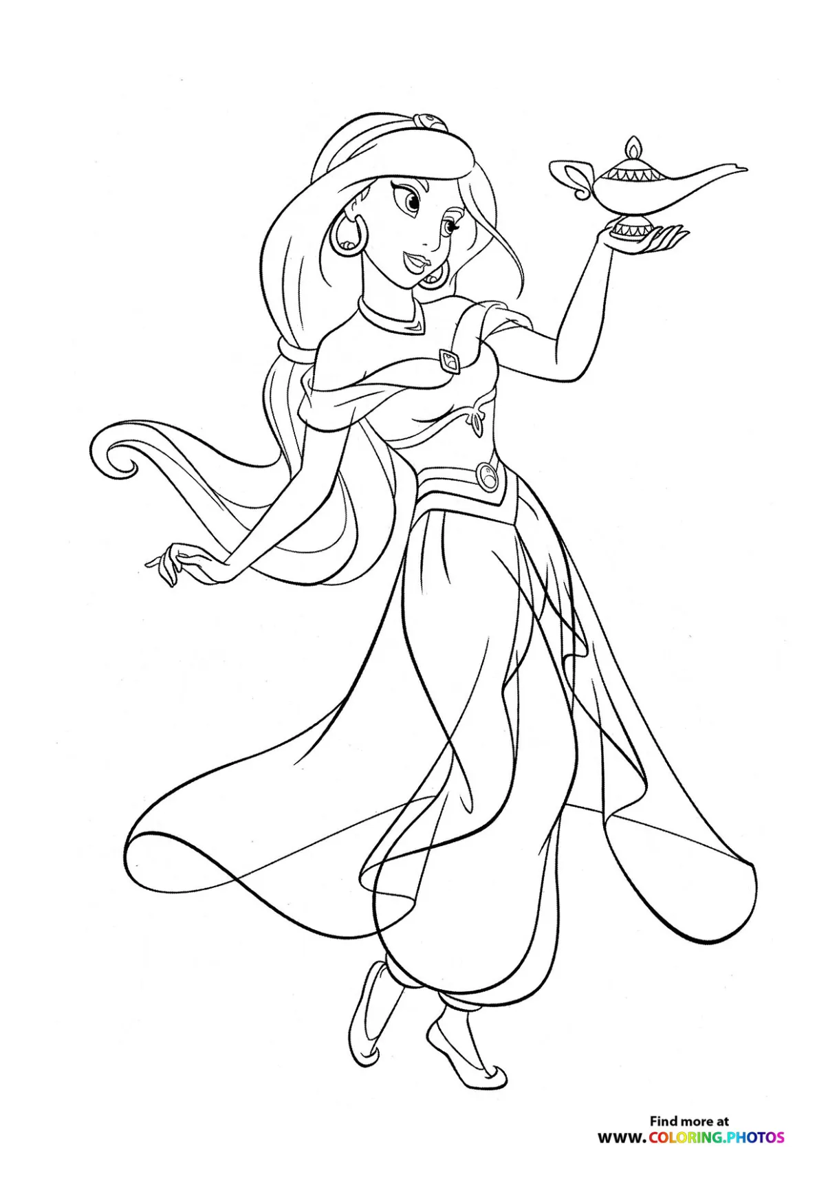 Jasmine disney princess coloring pages for kids