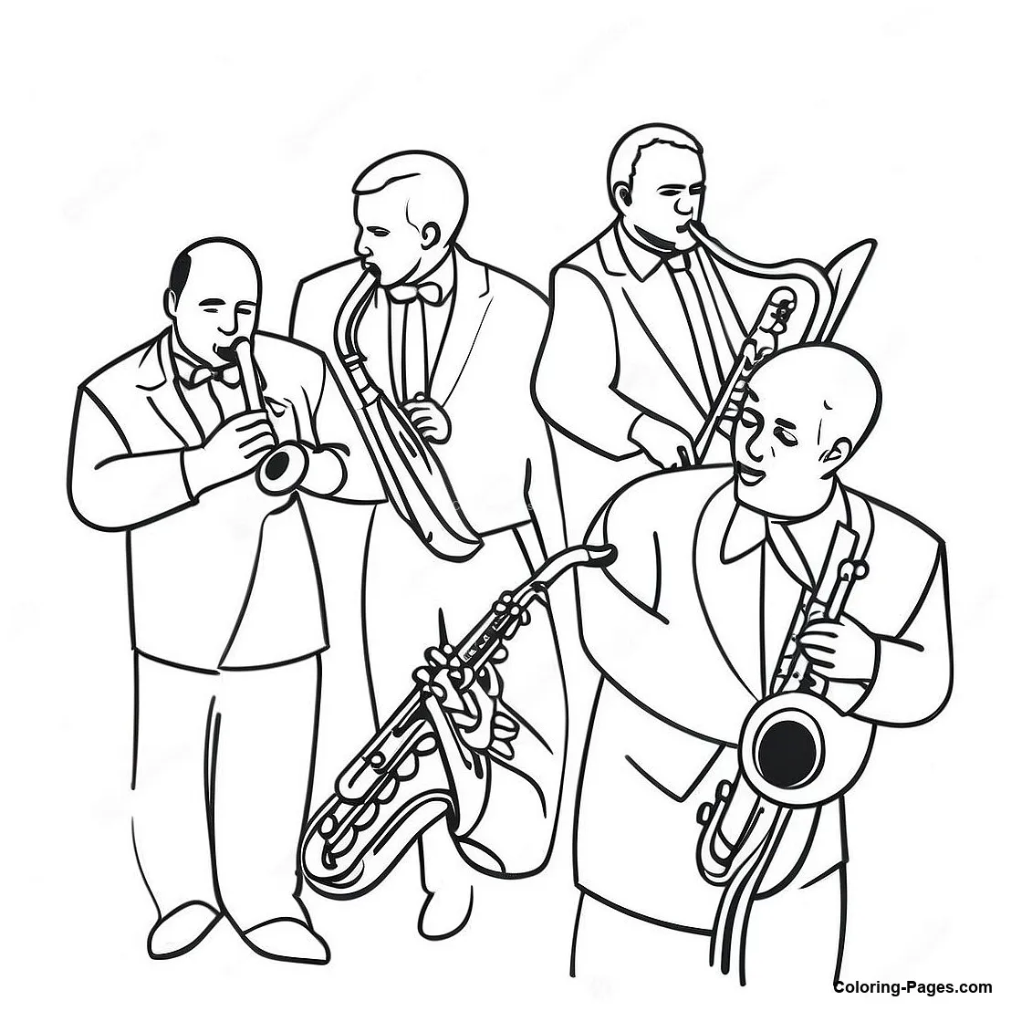 Jazz band performance coloring page coloring-pages