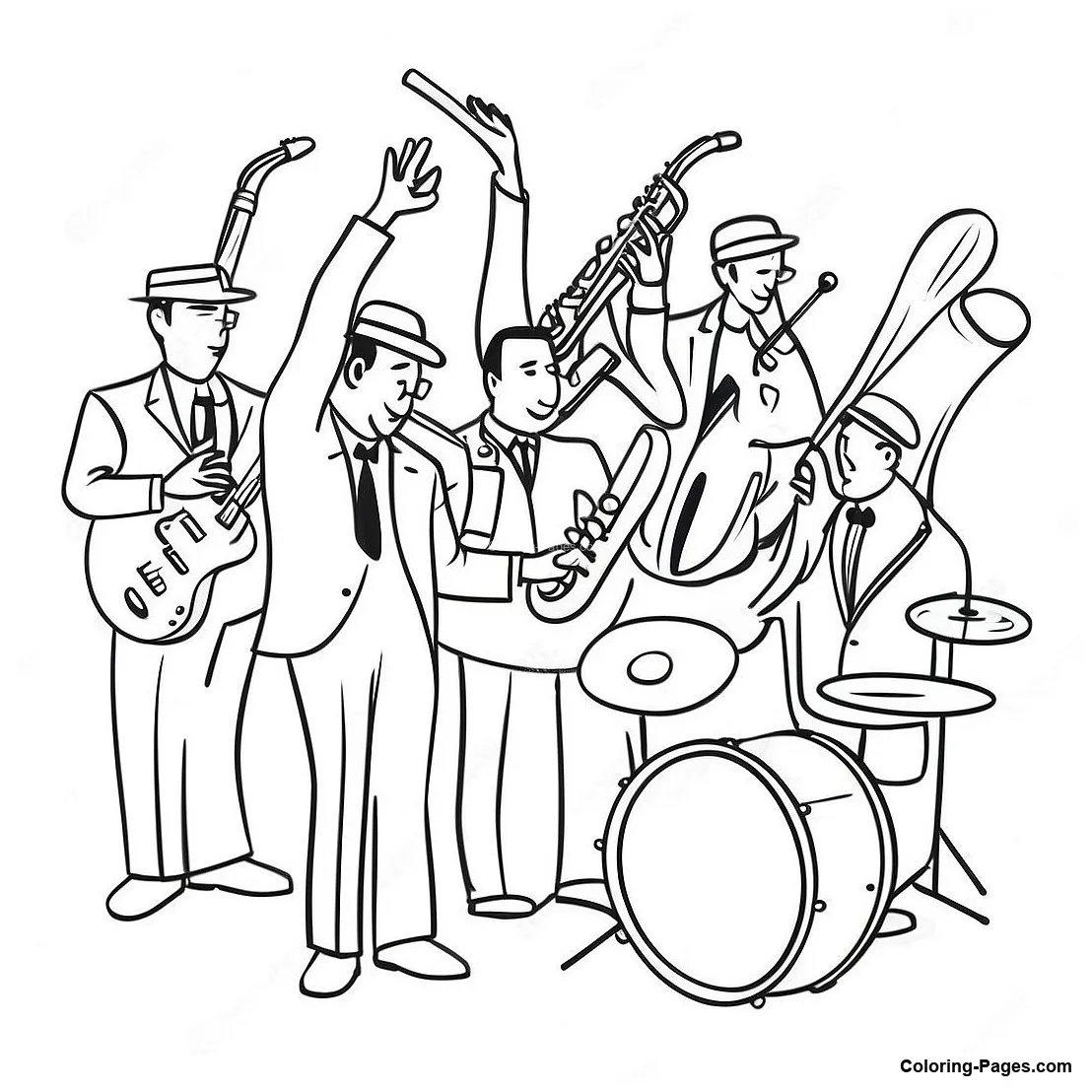 Jazz band performance coloring page coloring-pages