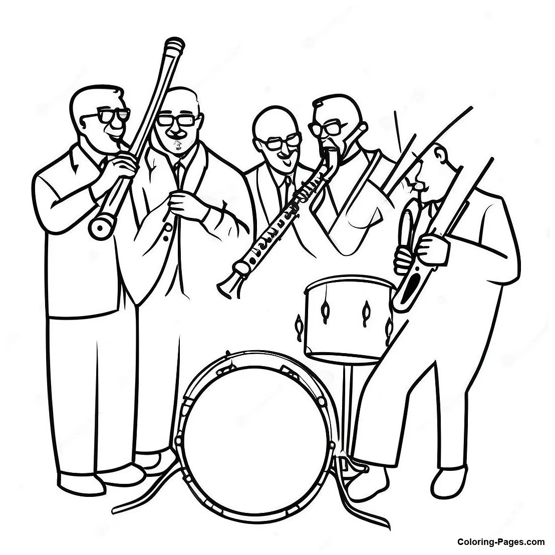 Jazz band performance coloring page coloring-pages