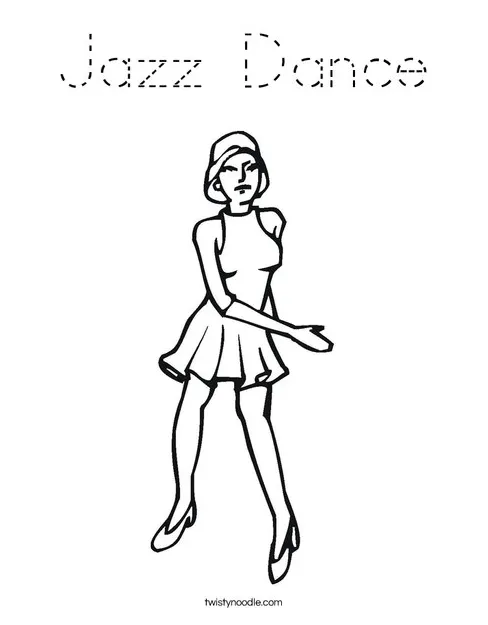 Jazz dance coloring page tracing twisty noodle