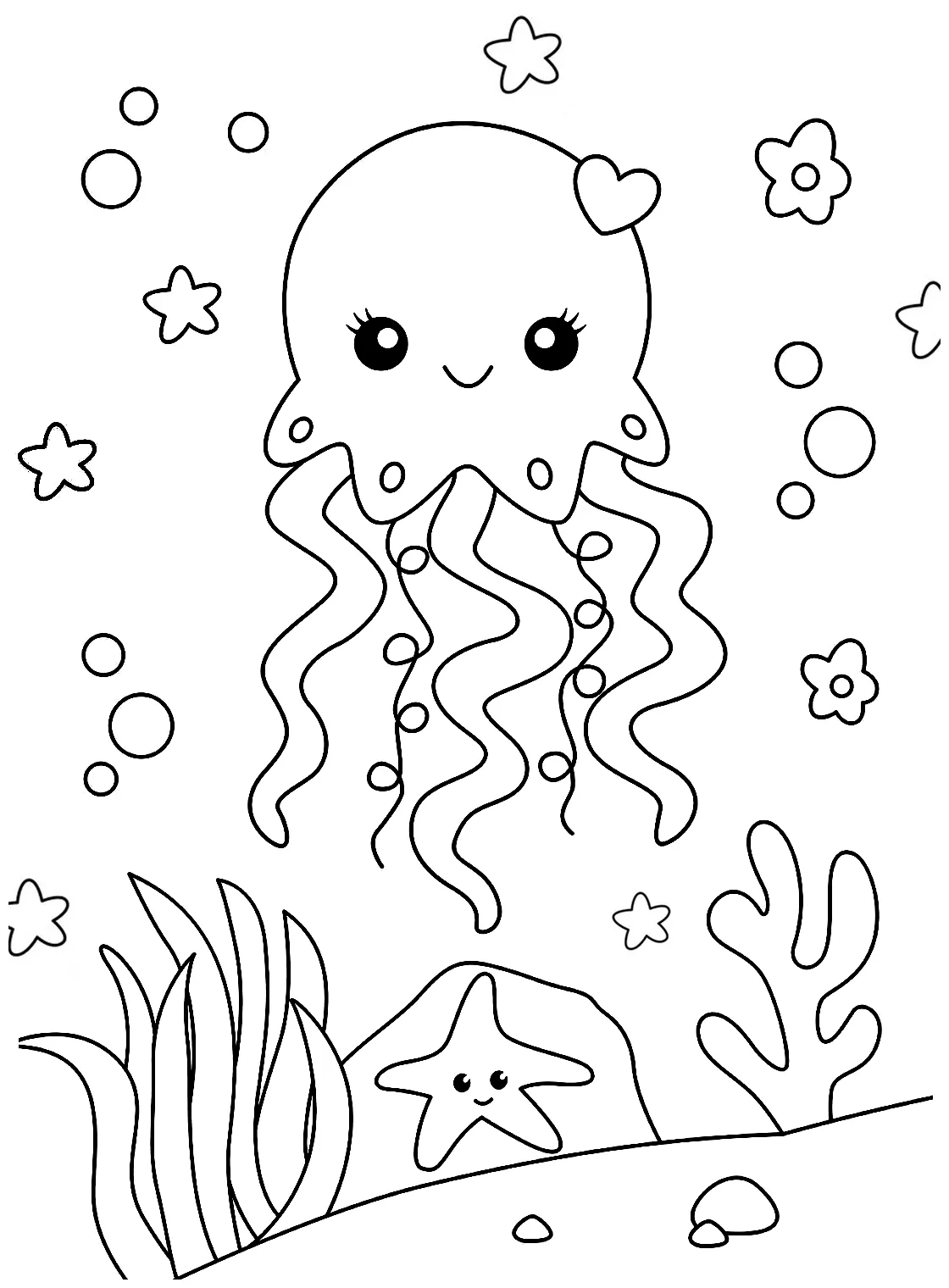 The jellyfish coloring page free printable coloring pages