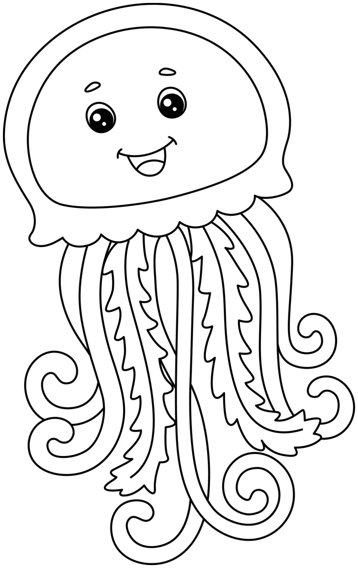 Jellyfish coloring vector art, icons, and graphics for printable coloring page