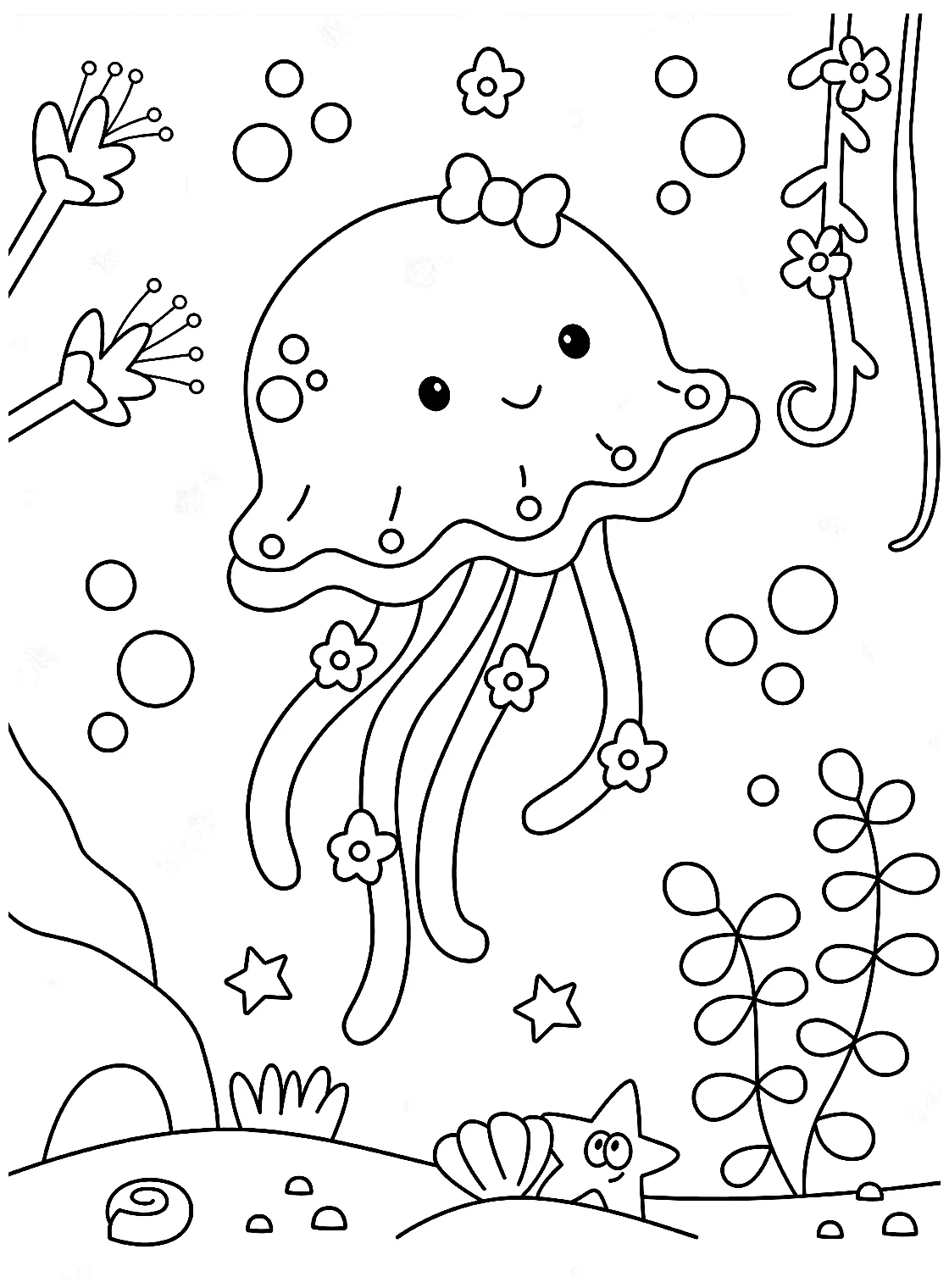 The beautiful jellyfish coloring page free printable coloring pages