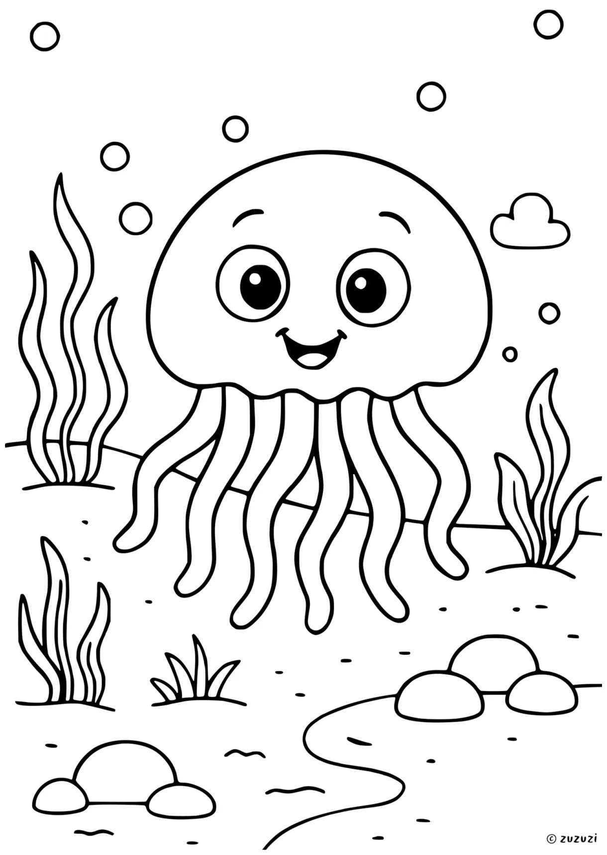 Jellyfish coloring pages zuzuzi