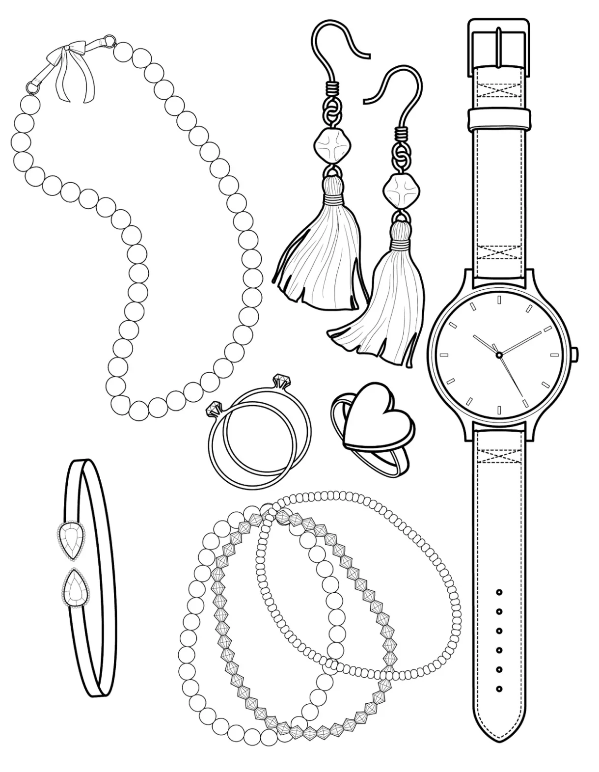 Jewelry coloring pages to download and print for free