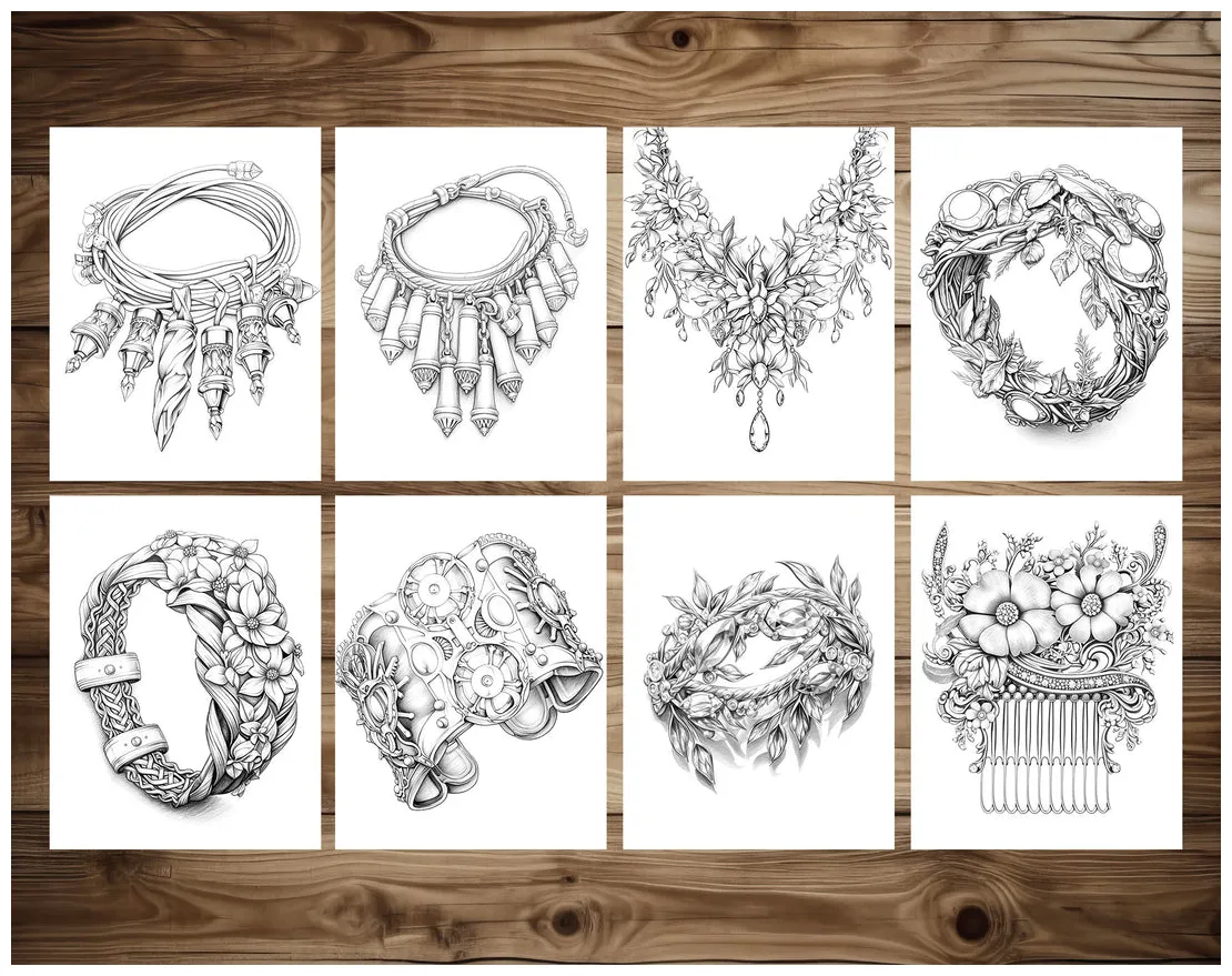 50 jewelry collection coloring pages instant download printable