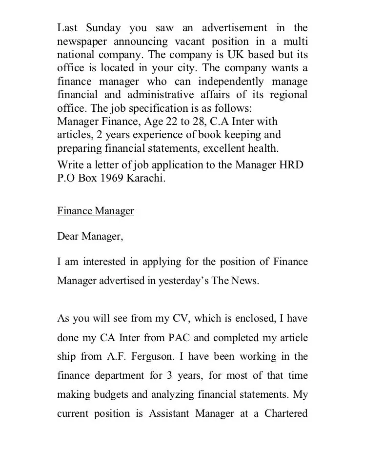 Job application letter