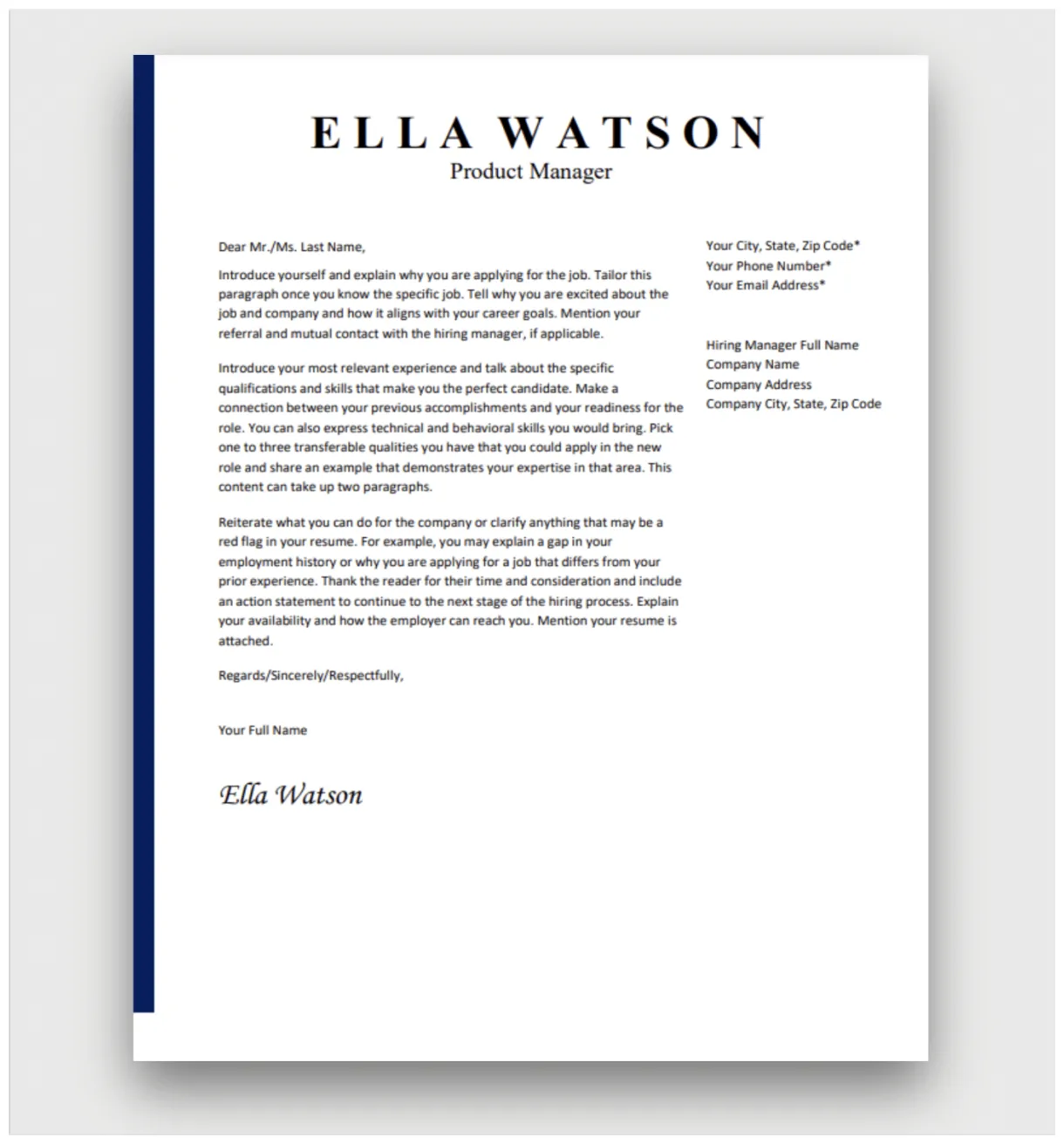 Cover letter template for job application download for free