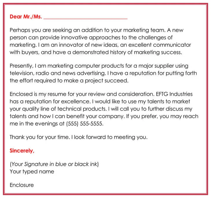 Email template for job inquiry