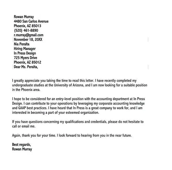 Email template for job inquiry