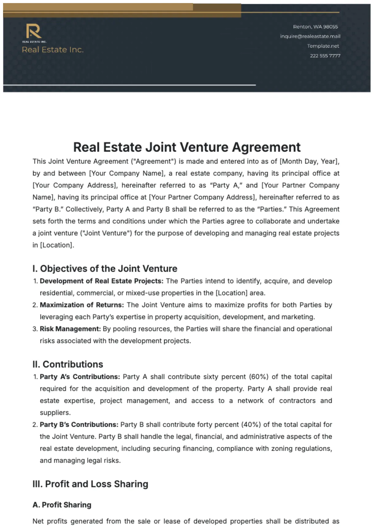 Free real estate template to edit online