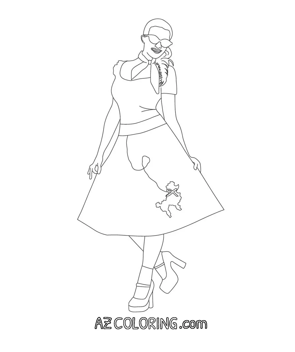 Poodle skirt coloring page coloring home